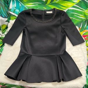 HINGE Small Sleek Simple Peplum Black Business Edna Mode Disneybound Blouse Top